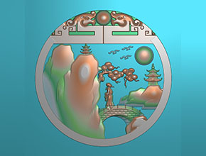 翡翠山水平安扣玉雕圖紙_電腦數(shù)控玉石雕刻機(jī)廠