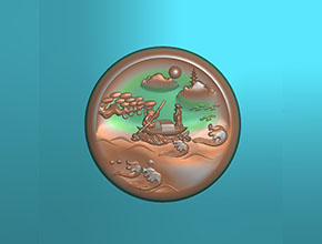 李白山水翡翠掛件精雕圖_電腦數(shù)控玉石雕刻機(jī)廠