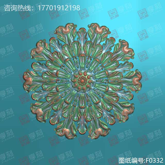 木雕花件圓花圈精雕圖紙