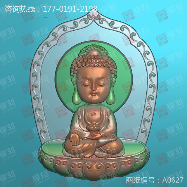 萌版八大守護(hù)神阿彌陀佛玉雕圖紙