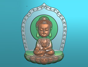 萌版八大守護(hù)神阿彌陀佛玉雕圖紙_電腦數(shù)控玉石