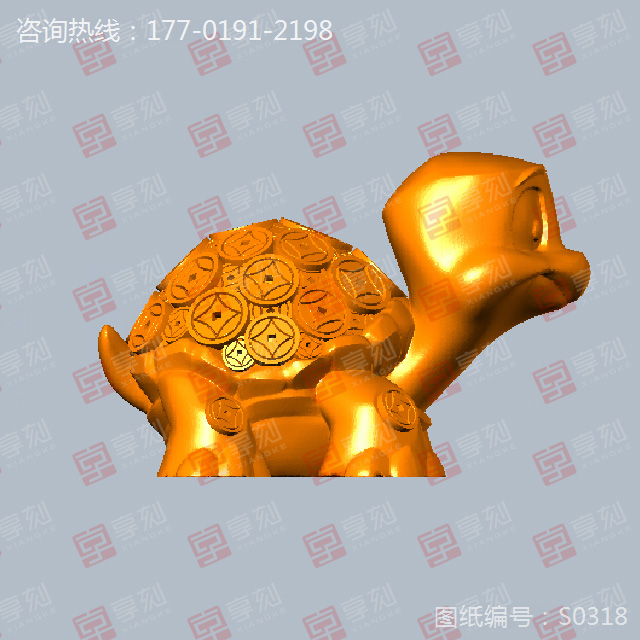 Q版金錢龜擺件立體雕刻圖紙