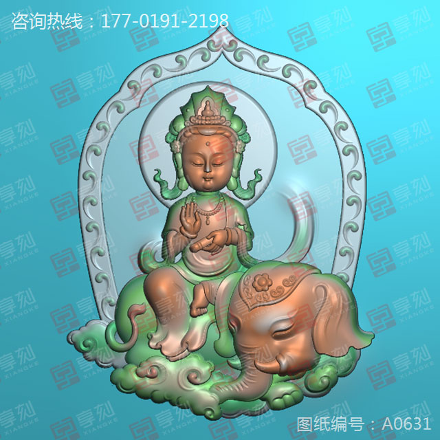 萌版八大守護(hù)神普賢菩薩玉雕圖紙