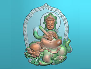 萌版八大守護(hù)神文殊菩薩玉雕圖紙_電腦數(shù)控玉石