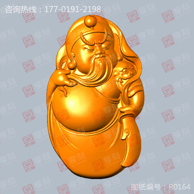 Q版關羽吊墜玉石雕刻模型圖