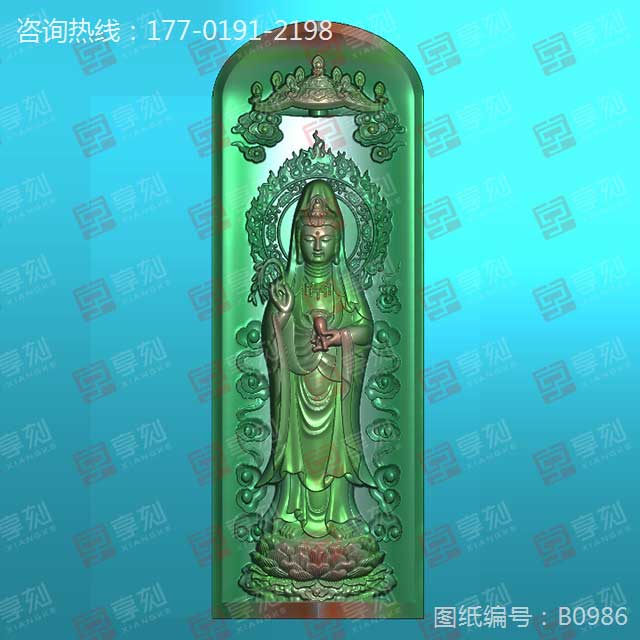 西方三圣菩薩玉石木雕浮雕圖紙