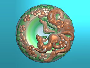 九尾狐玉石掛件玉雕圖紙_電腦數(shù)控玉石雕刻機廠