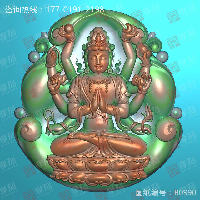 精密千手觀音玉石雕刻模型圖紙