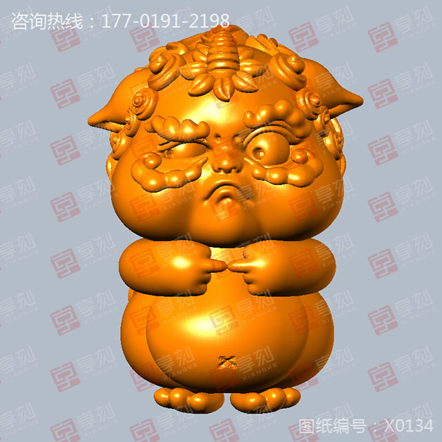 Q版國潮獸擺件立體工藝品雕刻圖紙