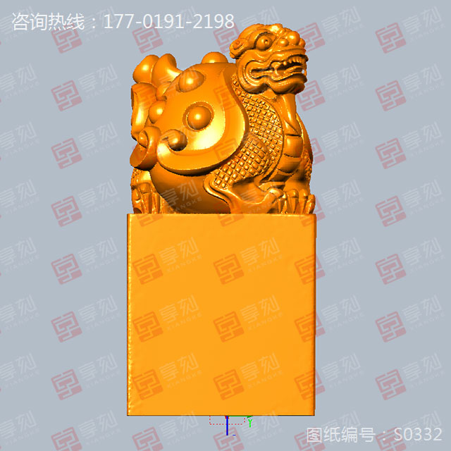 龍龜立體印章手把件精雕玉石雕刻圖