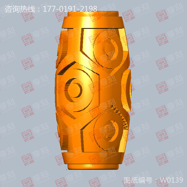 九眼天珠桶珠雕刻模型圖STL