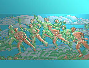 抗戰(zhàn)八路軍浮雕紀(jì)念牌精雕圖_電腦數(shù)控玉石雕刻