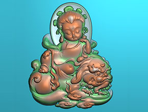 Q版 文殊菩薩吊墜翡翠玉石雕刻圖紙_電腦數(shù)控玉