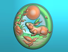 兔年大吉兔年十二生肖玉石雕刻圖案_電腦數(shù)控玉