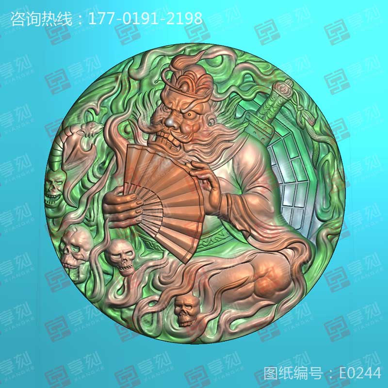 鐘馗捉鬼浮雕玉石圖紙玉雕機(jī)精雕圖