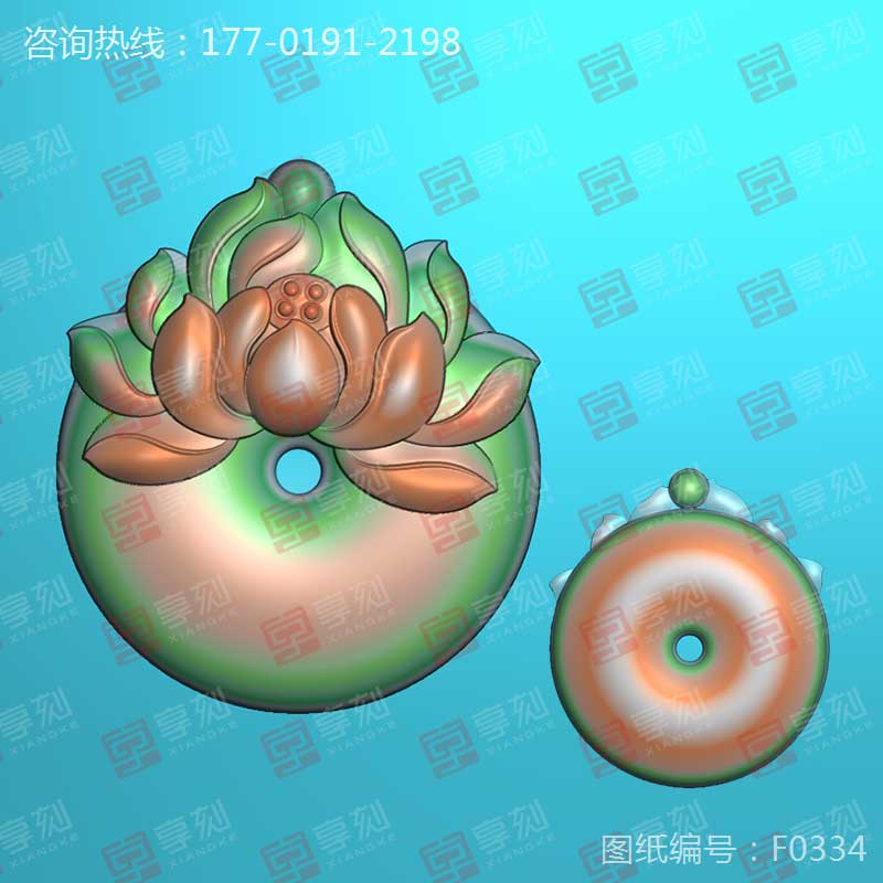 玉石翡翠平安扣花件電腦玉雕精雕圖