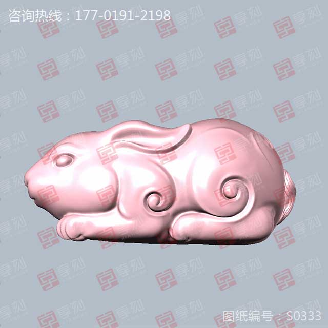 玉兔手把件兔年玉石雕刻圖模型圖紙