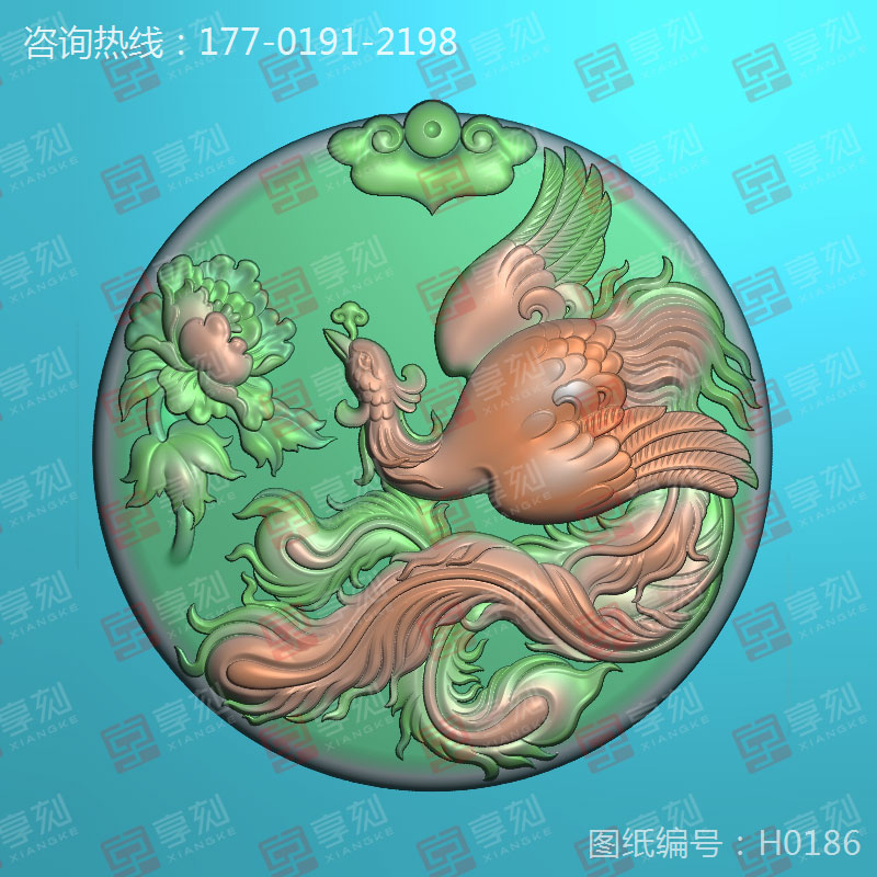 鳳凰牡丹玉石精雕圖庫