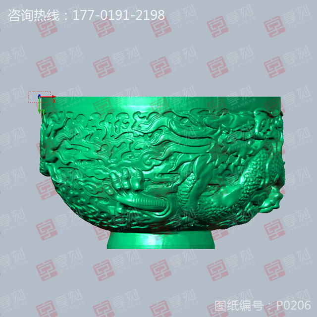 龍紋碗工藝品模型精雕玉雕圖紙