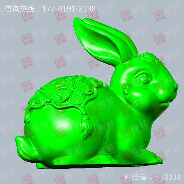 玉兔手把件玉石雕刻精雕圖