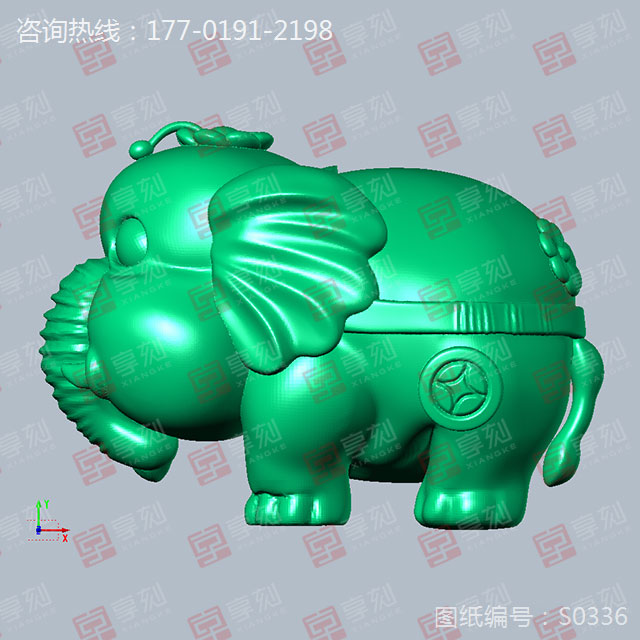 小象立體擺件模型玉雕圖紙