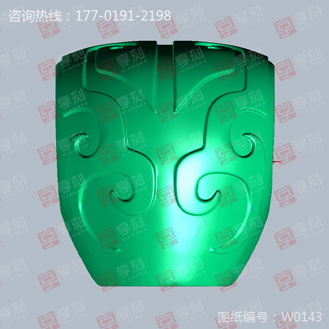 仿古三通珠子雕刻模型精雕圖