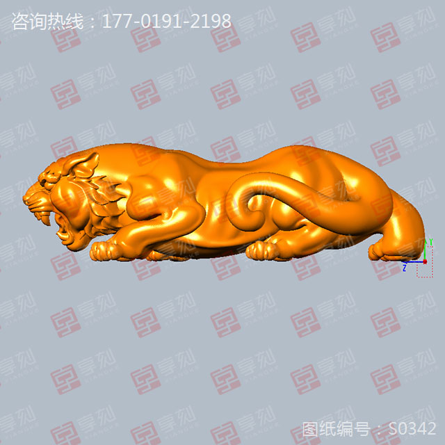 老虎手把件玉雕雕刻模型圖紙