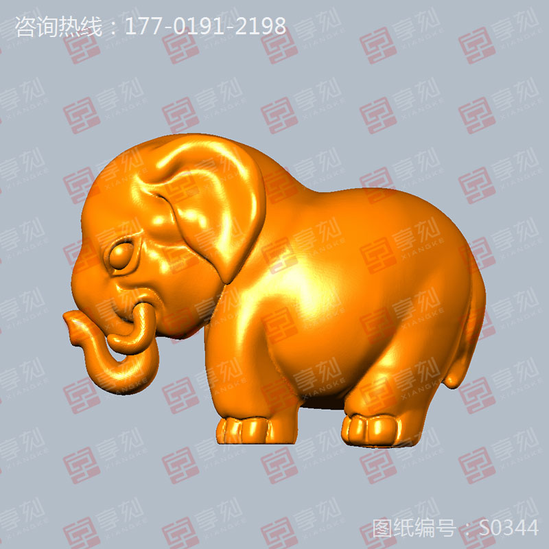 大象擺件立體模型3D雕刻圖_五軸雕刻機(jī)