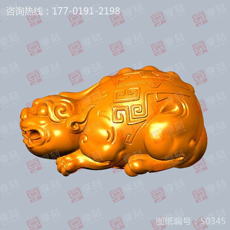 貔貅仿古獸手把件玉石雕刻工具圖紙