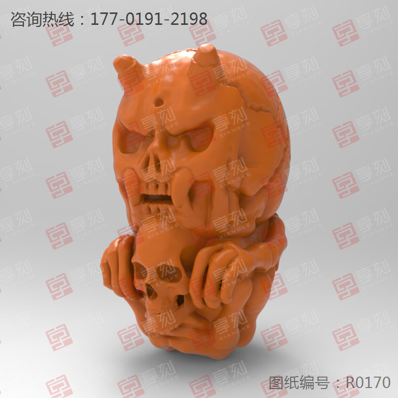 綠松石飾品-骷髏惡靈玉雕機模型圖紙