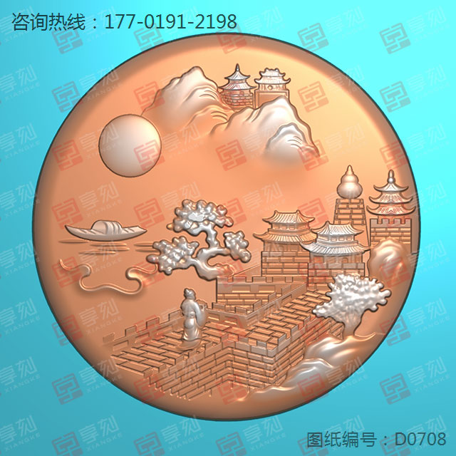 人物山水牌玉石雕刻機(jī)電腦雕刻圖紙