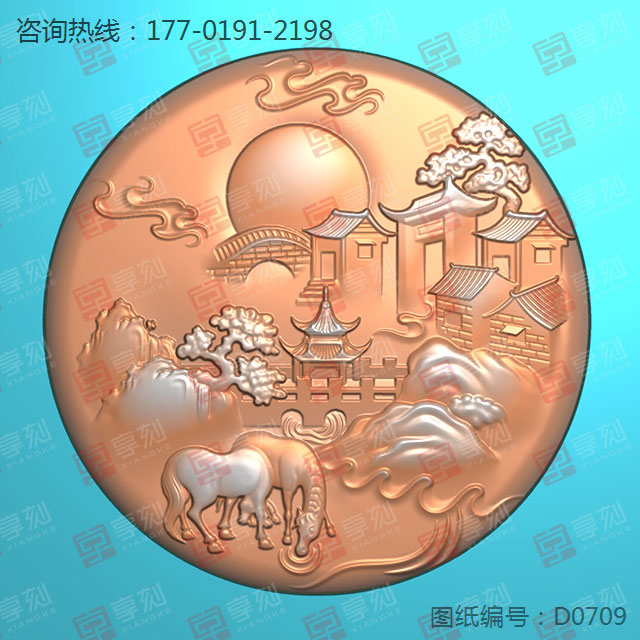 動(dòng)物山水牌玉石雕刻機(jī)電腦雕刻圖紙