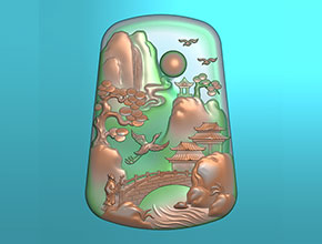 翡翠山水牌系列玉石雕刻機(jī)電腦雕刻圖紙_享刻數(shù)