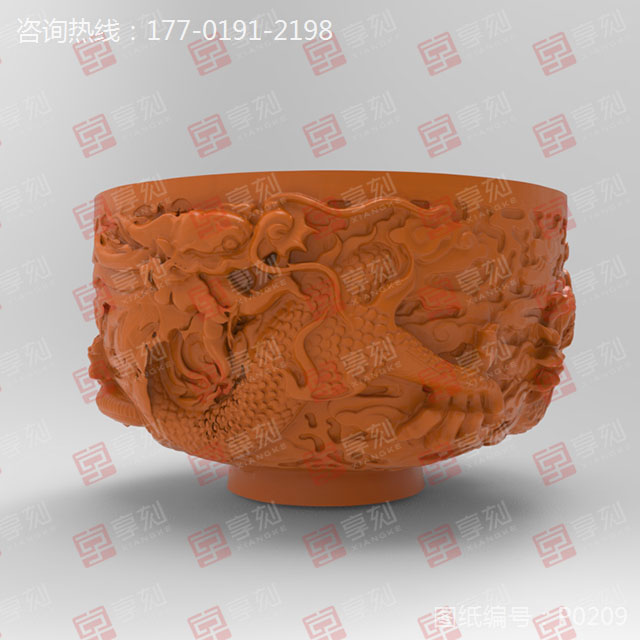 龍紋碗器皿玉石陶瓷雕刻電腦圖紙