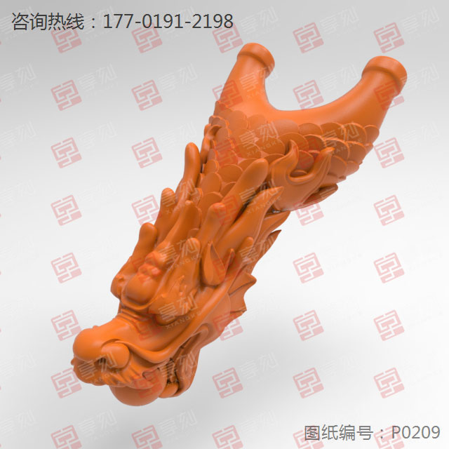 龍頭彈弓木雕電腦雕刻圖紙