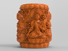 度母勒子筆筒工藝品電腦雕刻圖_享刻數(shù)控雕刻機(jī)