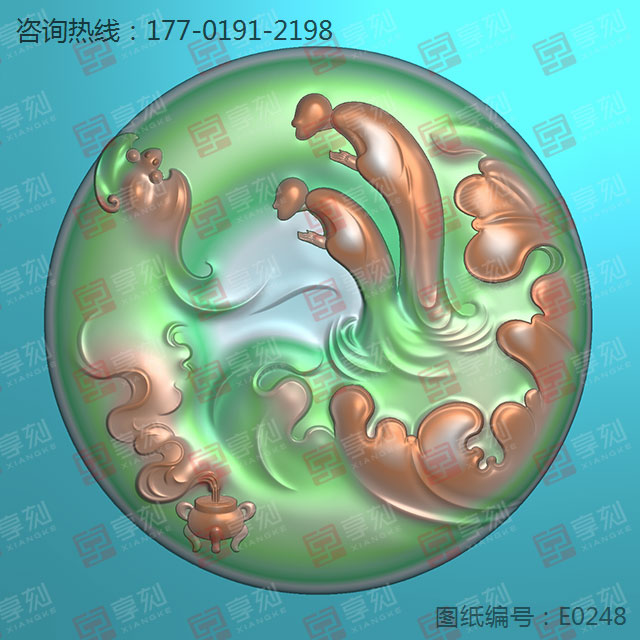 翡翠禪意佛牌電腦玉石雕刻機(jī)精雕圖