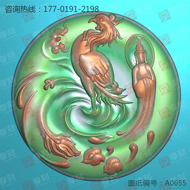鳳觀音翡翠玉石吊墜電腦雕刻機(jī)精雕圖