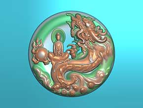 龍觀音圓牌玉石雕刻模型圖_享刻數(shù)控雕刻機(jī)廠家