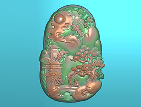 翡翠山水浮雕牌子電腦精雕雕刻圖紙_享刻數(shù)控雕