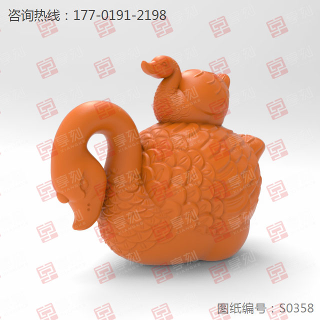 天鵝擺件陶瓷玻璃雕刻模型圖紙