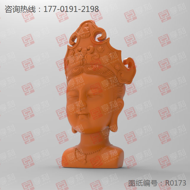 觀音頭立體擺件玉石玻璃雕刻機圖紙