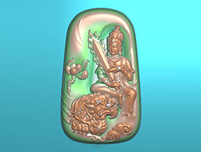 文殊菩薩翡翠玉墜電腦雕刻精雕機(jī)圖_享刻數(shù)控雕