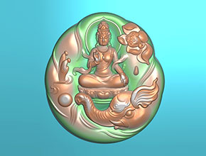 菩薩觀音圓牌吊墜電腦雕刻模型圖_享刻數(shù)控雕刻