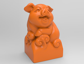 財(cái)豬印章3d模型電腦玉雕精雕圖紙_享刻數(shù)控雕刻