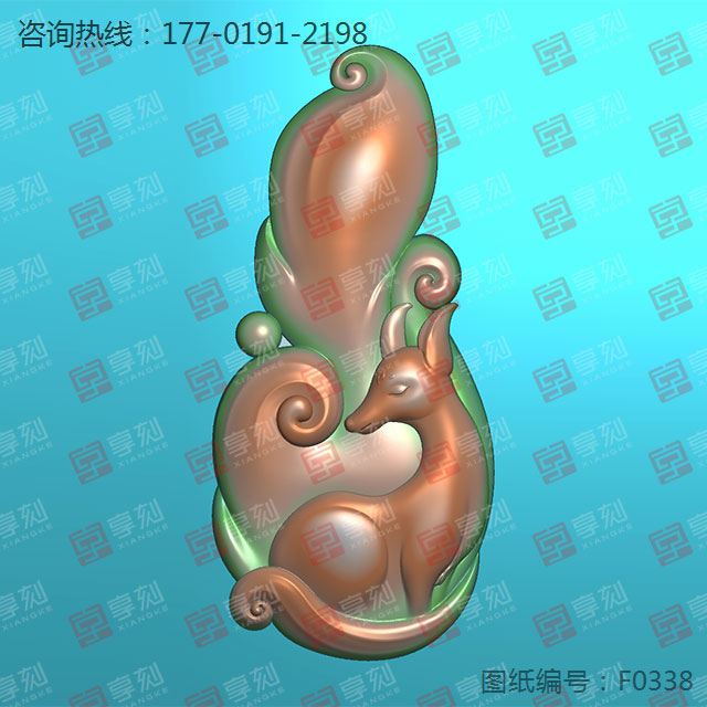 狐仙翡翠水晶吊墜電腦精雕模型圖