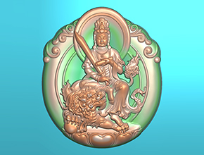 文殊觀音吊墜玉石電腦雕刻精雕圖紙_享刻數控雕