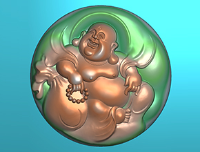 彌勒佛翡翠圓牌吊墜電腦精雕圖_享刻數(shù)控雕刻機(jī)