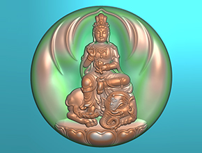 普賢八大守護(hù)神翡翠圓牌電腦雕刻精雕圖_享刻數(shù)