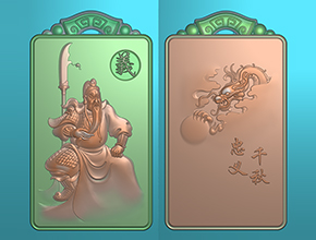 仿古關(guān)公神翡翠圓牌電腦雕刻精雕圖_享刻數(shù)控雕